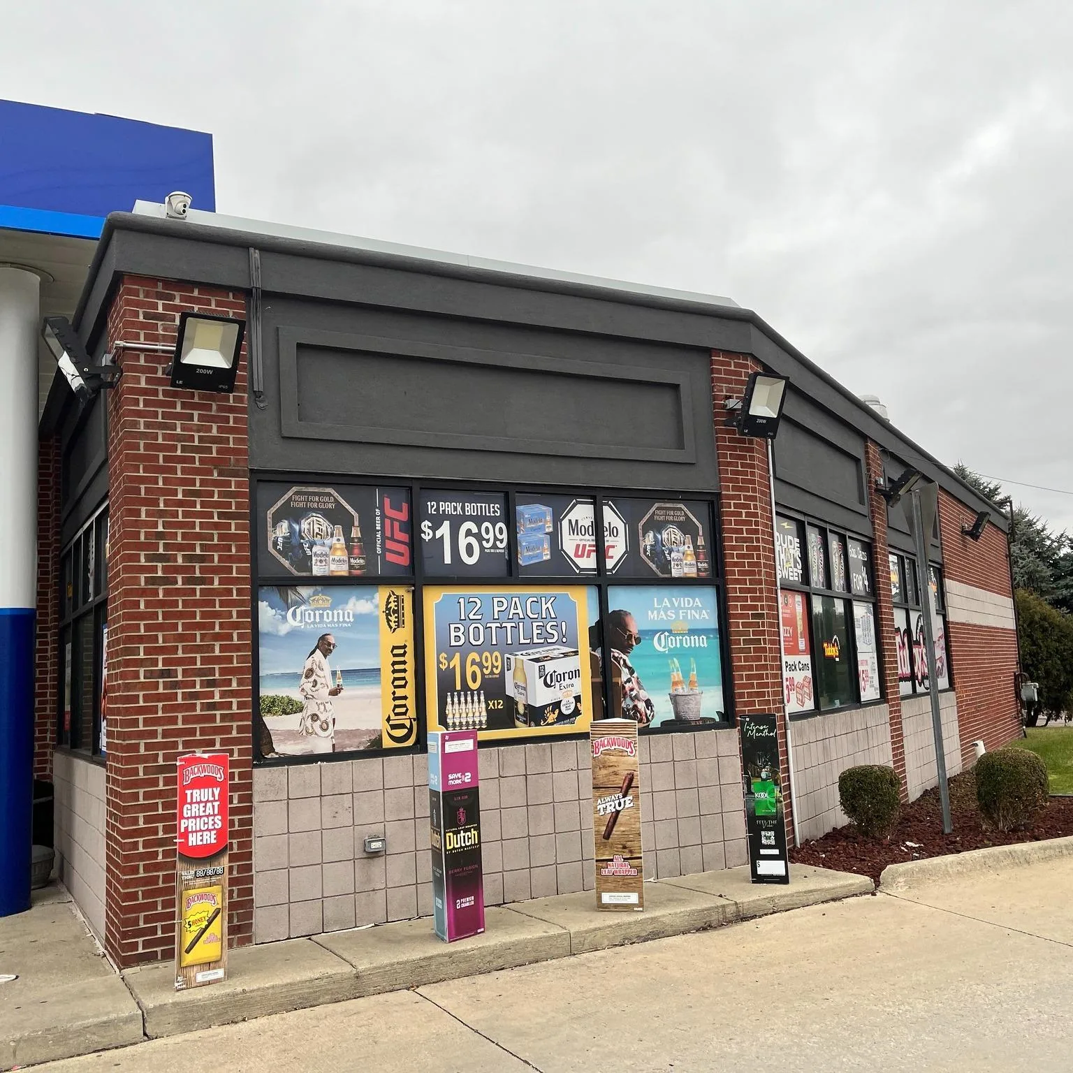 Repainted brick retail storefront exterior